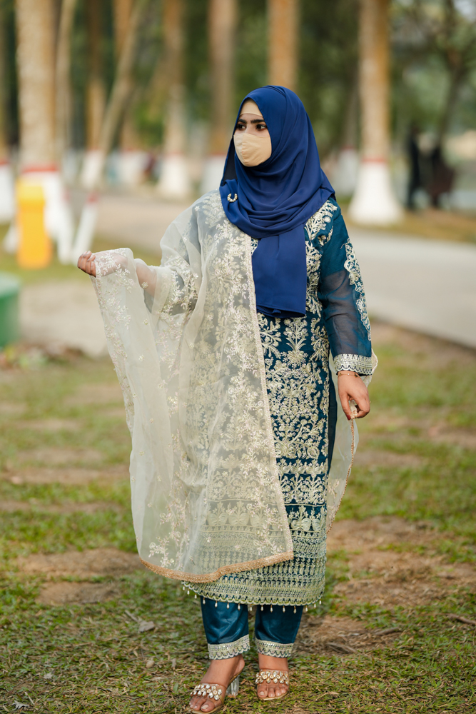 Georgette Three Piece Blue