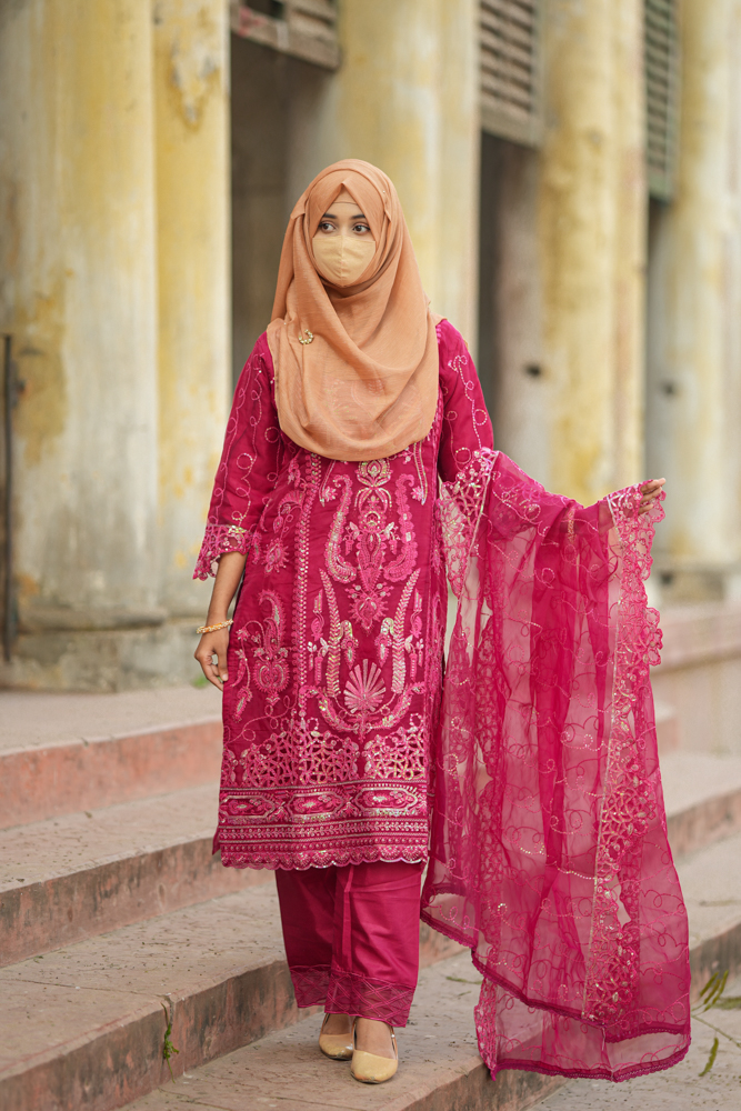 Organza Three Piece Maroon