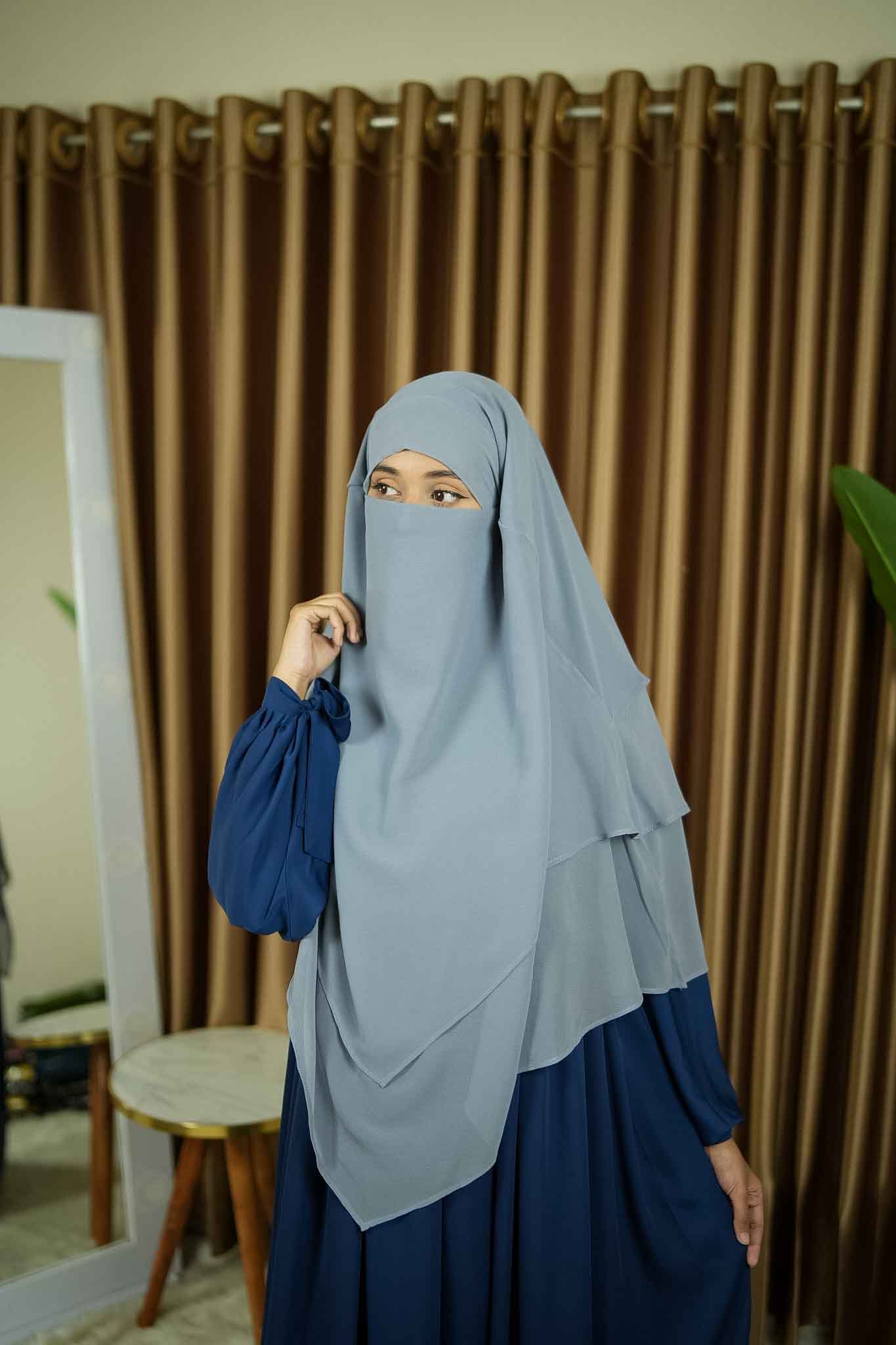 GRAY THREE LAYER READY HIJAB