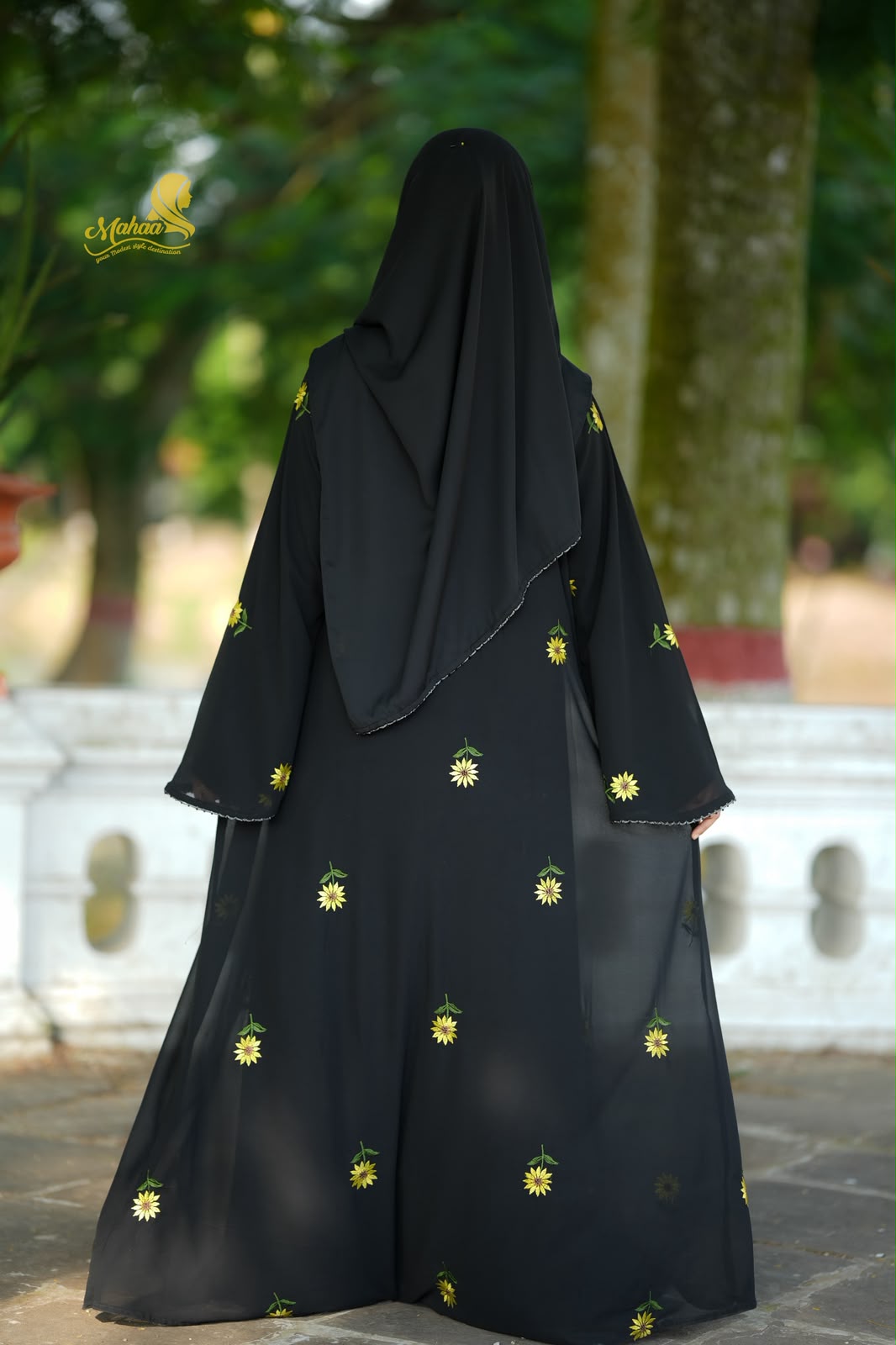 Sunflower Embroidered Abaya